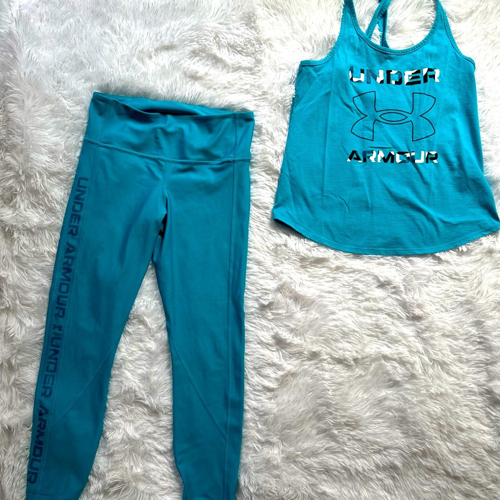 Under Armour Blue Tank and Leggings Set